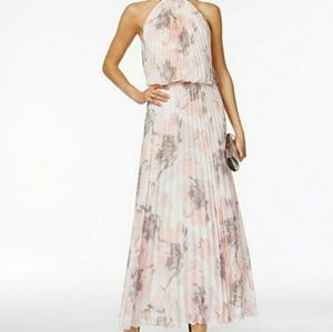 MSK Women's Size 8 Pleated Floral A Line Gown